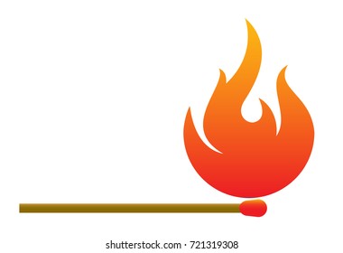 Burning match icon in cartoon style isolated on white background. Ignition symbol