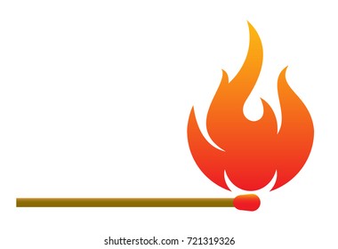 Burning match icon in cartoon style isolated on white background. Ignition symbol