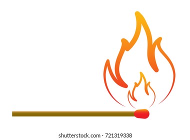 Burning match icon in cartoon style isolated on white background. Ignition symbol