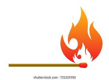 Burning match icon in cartoon style isolated on white background. Ignition symbol