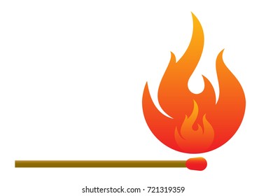 Burning match icon in cartoon style isolated on white background. Ignition symbol