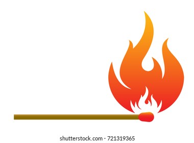 Burning match icon in cartoon style isolated on white background. Ignition symbol