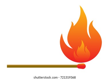 Burning match icon in cartoon style isolated on white background. Ignition symbol