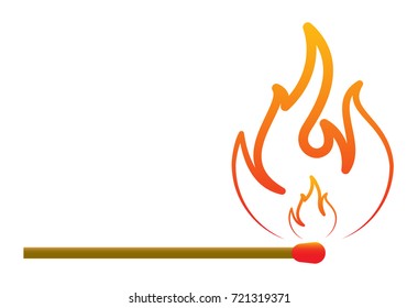 Burning match icon in cartoon style isolated on white background. Ignition symbol