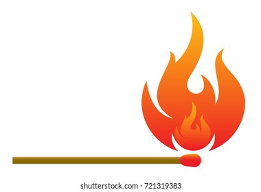 Burning match icon in cartoon style isolated on white background. Ignition symbol