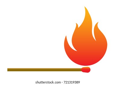 Burning match icon in cartoon style isolated on white background. Ignition symbol