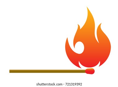 Burning match icon in cartoon style isolated on white background. Ignition symbol