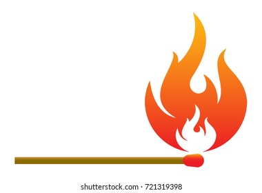 Burning match icon in cartoon style isolated on white background. Ignition symbol