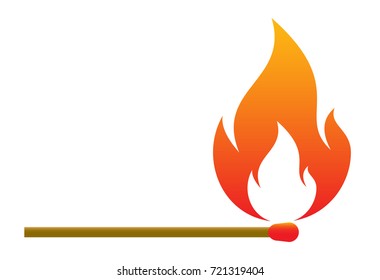 Burning match icon in cartoon style isolated on white background. Ignition symbol