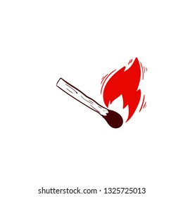 burning match icon doodle 