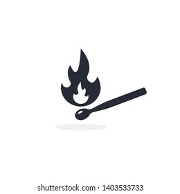 Burning Match icon. Match With Fire. Vector illustration isolated on white.