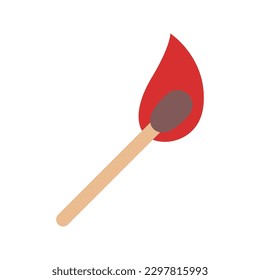 Burning match icon. Match with flame isolated on white background. Vector illustration