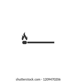 Burning match. Icon Flat