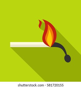 Burning match icon. Flat illustration of burning match vector icon for web