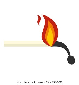 Burning match icon flat isolated on white background vector illustration