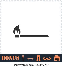 Burning match icon flat. Simple vector symbol and bonus icon