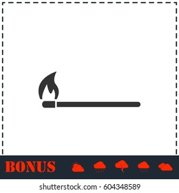 Burning match icon flat. Simple vector symbol and bonus icon