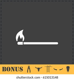 Burning match icon flat. Simple vector symbol and bonus icon