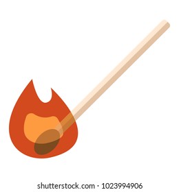 Burning match icon, flat style