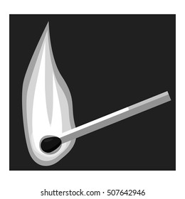 Burning match icon. Gray monochrome illustration of burning match vector icon for web