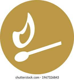 Burning match, icon illustration, vector on white background