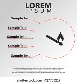 burning match icon. burning match infographics template