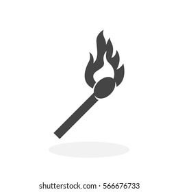 Burning match icon isolated on white background. Burning match vector logo. Flat design style. Modern vector pictogram for web graphics - stock vector
