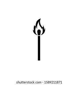 Burning Match Icon. Burning Matchstick. Vector.