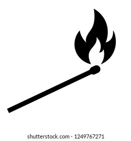 Burning match. Icon on white background. Vector illustration