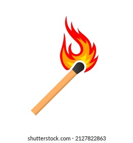 Burning match icon on white background. Vector illustration.