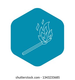 Burning match icon. Outline illustration of burning match vector icon for web