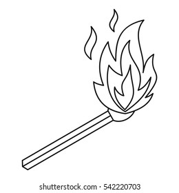 Burning match icon. Outline illustration of burning match vector icon for web