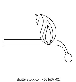 Burning match icon. Outline illustration of burning match vector icon for web