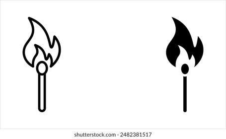 conjunto de iconos de coincidencia en llamas. Ilustración vectorial sobre fondo blanco