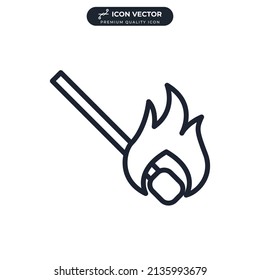 burning match icon symbol template for graphic and web design collection logo vector illustration