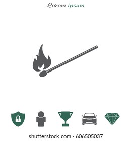 burning match icon. vector illustration