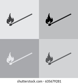 burning match icon. vector illustration