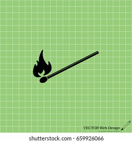 burning match icon. vector illustration