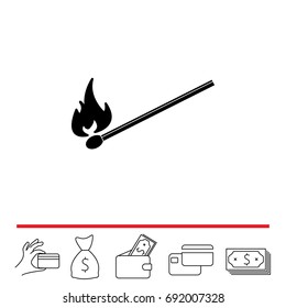 burning match icon. vector illustration