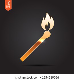 burning match illustration. fire black icon