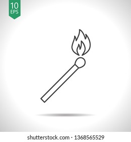 Burning Match Illustration. Fire Black Icon