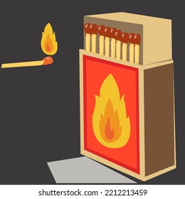 burning match illustration simple design. Perfect for logos, symbols and icons