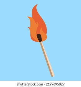 Burning match, illustration, vector, cartoon