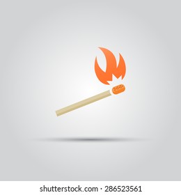 Burning match isolated vector colored icon