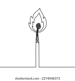 Burning match line art vector illustration. Idea, inspiration or burning out concept