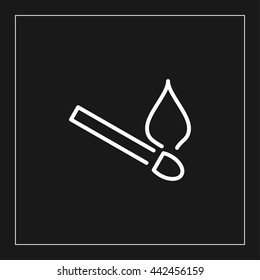 burning match line icon
