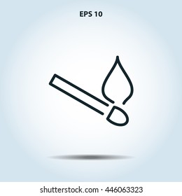 burning match line icon