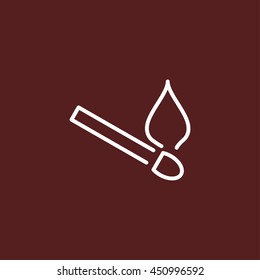 burning match line icon