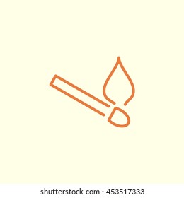 burning match line icon