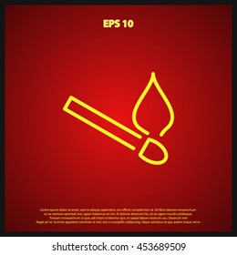 burning match line icon